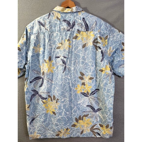 Columbia Men’s Linen Blend Light Blue & Yellow Hawaiian Print Shirt XL - Picture 6 of 8